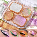 UCANBE Chameleon Shimmer Eyeshadow Makeup Palette, 4 Colors Metallic Glitter Multichrome Eye Shadow Pallet, High Pigmented Creamy Sparkling Duo Chrome Multidimensional Eye Make Up Kit