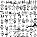 52 Sheets Small Black Mountain Temporary Tattoos For Men Women Adult, Geometric Sea Weave Forest Pine Tree Realistic Tattoo Sticker For Kids Children, Moon Sun Star Triangle Tatoos Outer Space