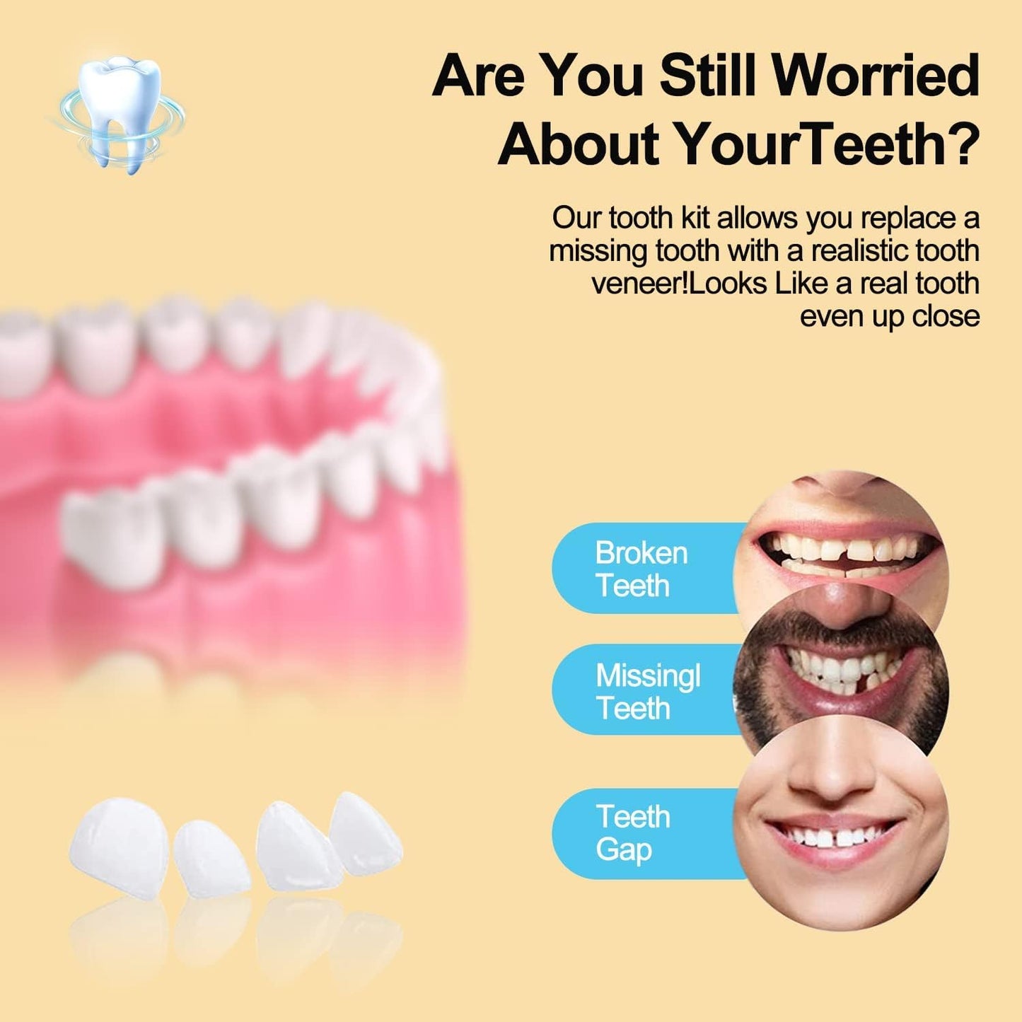 Tooth Repair kit，Teeth Repair Kit for Filling The Missing Broken Tooth and Gaps-Moldable Fake Teeth and Thermal Beads Temporary Replacement Kit-H001