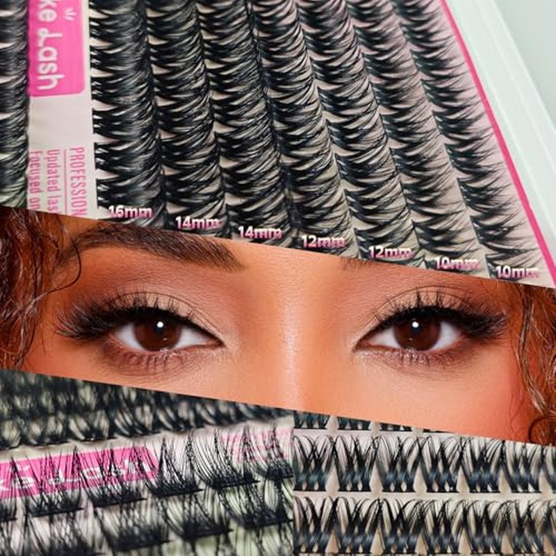 Lash Clusters Kit Eyelash Extensions Natural Fluffy Lashes Waterproof Wispy Individual Fake D Curl with Bond and Seal Tweezers(Natural Z1)