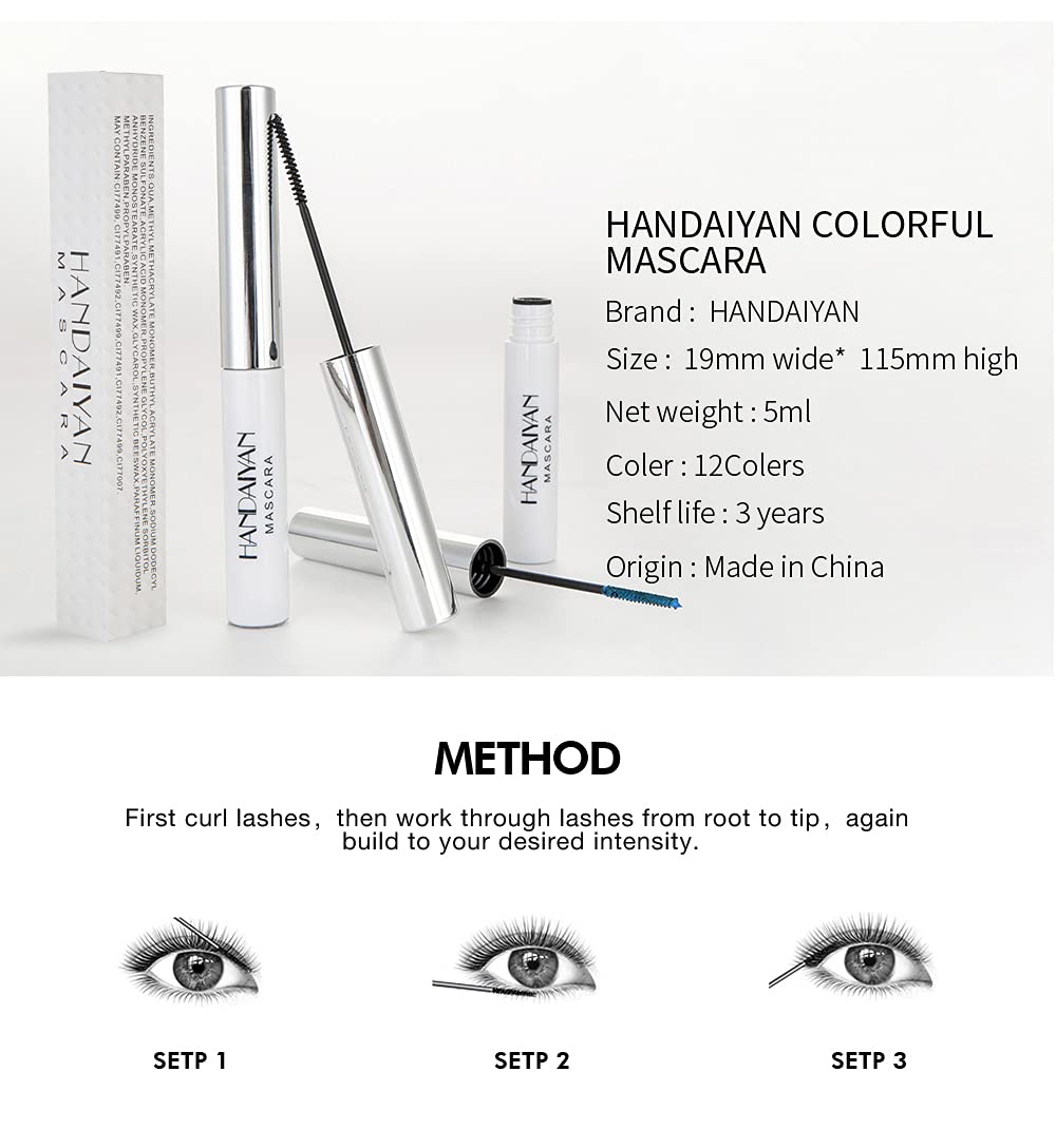 Colored Mascara Set - 9 Waterproof Shades for Long-Lasting Eye Makeup - Perfect Mother's Day Gift