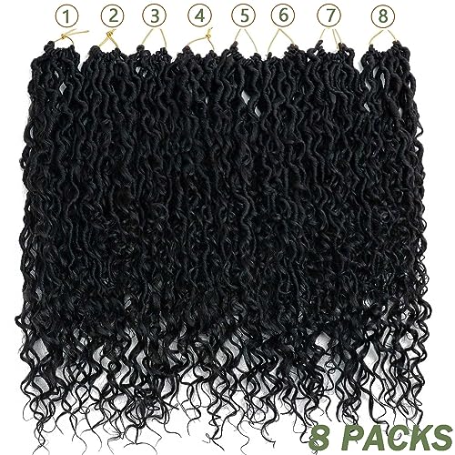 18 Inch Goddess Locs Crochet Hair - Boho Faux Locs 8 Packs 1B Variation