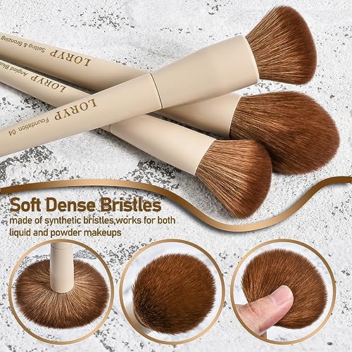 LORYP 18Pcs Vegan Makeup Brushes Set with Travel Case – Khaki