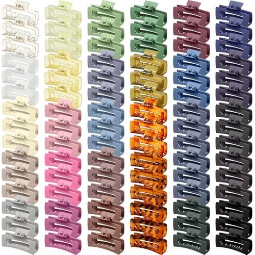 60 Pcs Hair Claw Clips Bulk - Large 4.1 Inch Rectangle Hair Accessories for Women - Multicolor