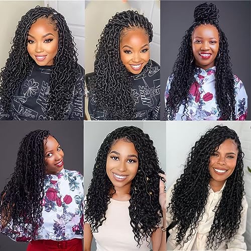 18 Inch Goddess Locs Crochet Hair - Boho Faux Locs 8 Packs 1B Variation