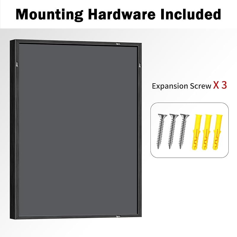 Circumi 30x42 Inch Brushed Black Rectangle Wall Mirror – Chunky Frame, Shatterproof Glass