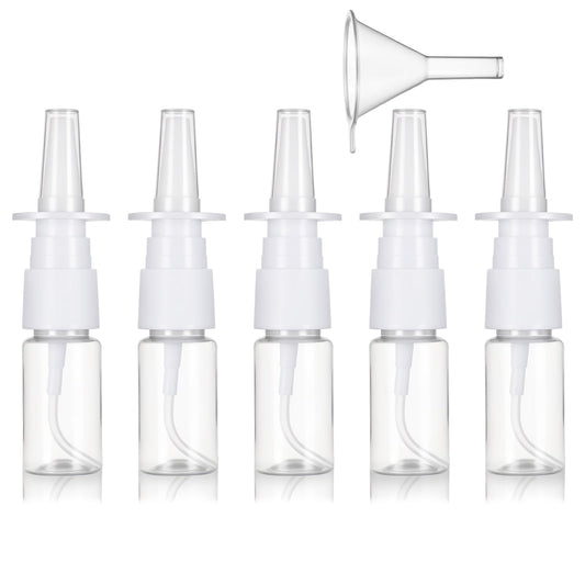 simarro 5 PCS Mini Nasal Spray Bottle, Portable Clear Empty Refillable Fine Mist Rhinitis Care Sprayer Cosmetic Perfume Makeup Water Storage Holder Container with Funnels - 10ml