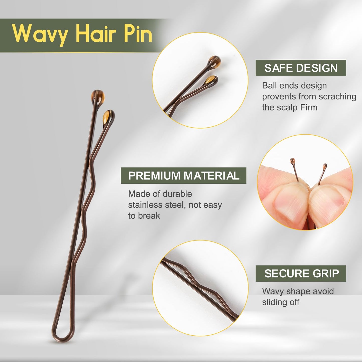 DySaLic Mini Bobby Pins, 150 Count 1.38 Inch Small Hair Bobby Pins with Storage Box for Kids, Girls and Women - Brown