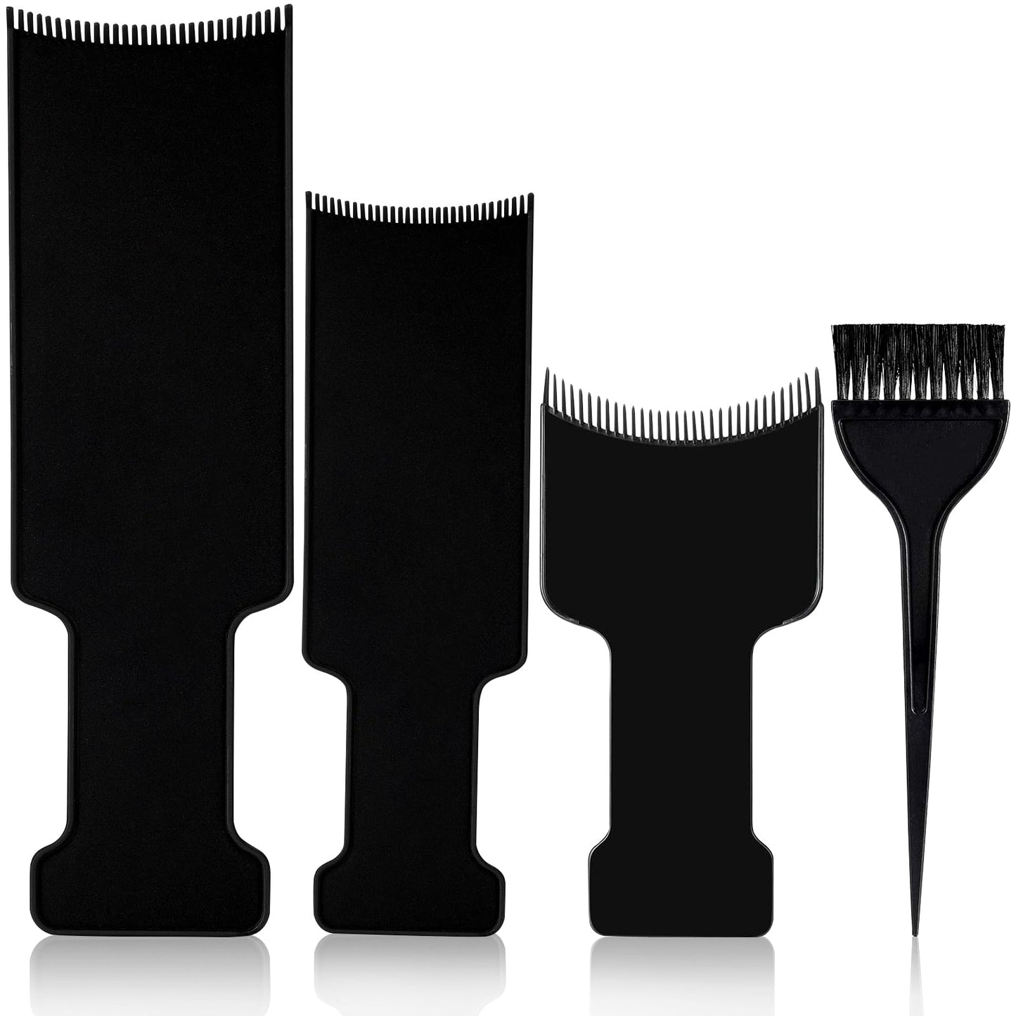 Jaasuee 4-Piece Balayage Highlighting Kit - Black Nylon Combs & Brush for Salon & Home Use