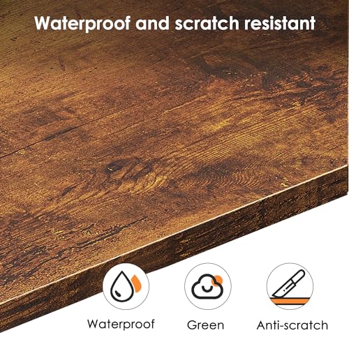 47 Inch Rustic Brown Computer Desk with Black Metal Frame, Modern Simple Design