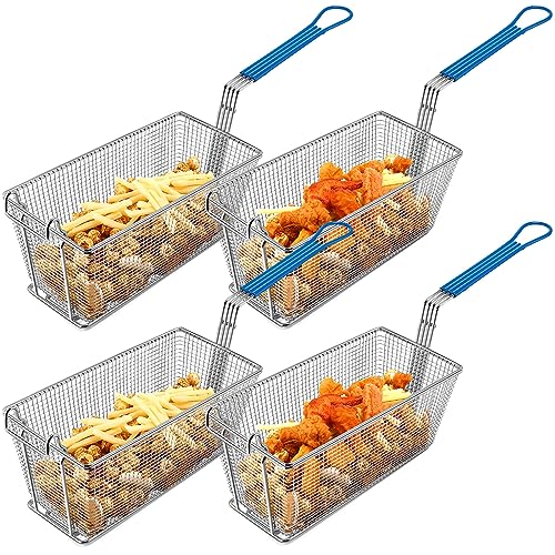 Umigy 4-Pack Deep Fryer Baskets 13.25 x 6.5 x 6 inches, Heavy Duty Iron with Non-slip Handle