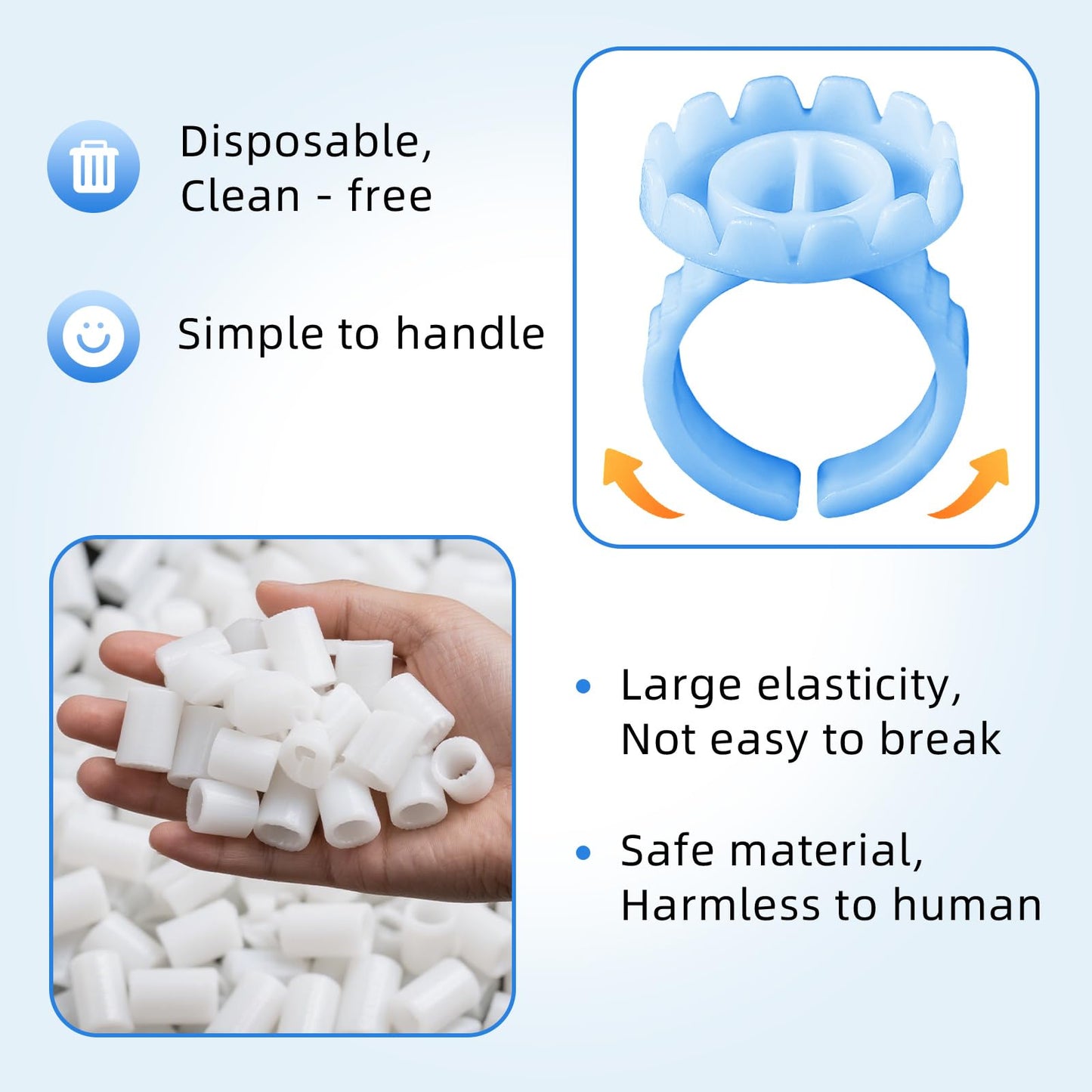 300PCS Blue Glue Rings for Eyelash Extension,Lovely Round Rings for Lashes,Disposable Lash Glue Holder for Lash Extension Makeup Plastic Nail Supplies (Blue-r, Round - shaped)