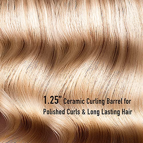 Long Barrel Curling Iron - 1.25 Inch Ceramic Curling Iron for Long Hair - Rose Gold