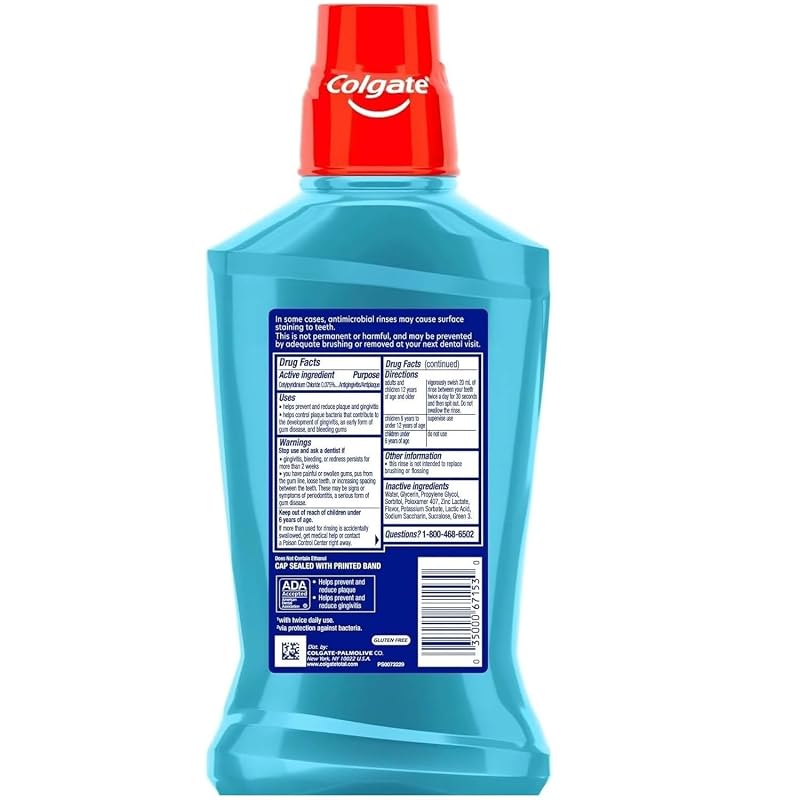 Colgate Total Gum Health Antiplaque Mouthwash, Clean Mint 16.9 oz (Pack of 4)