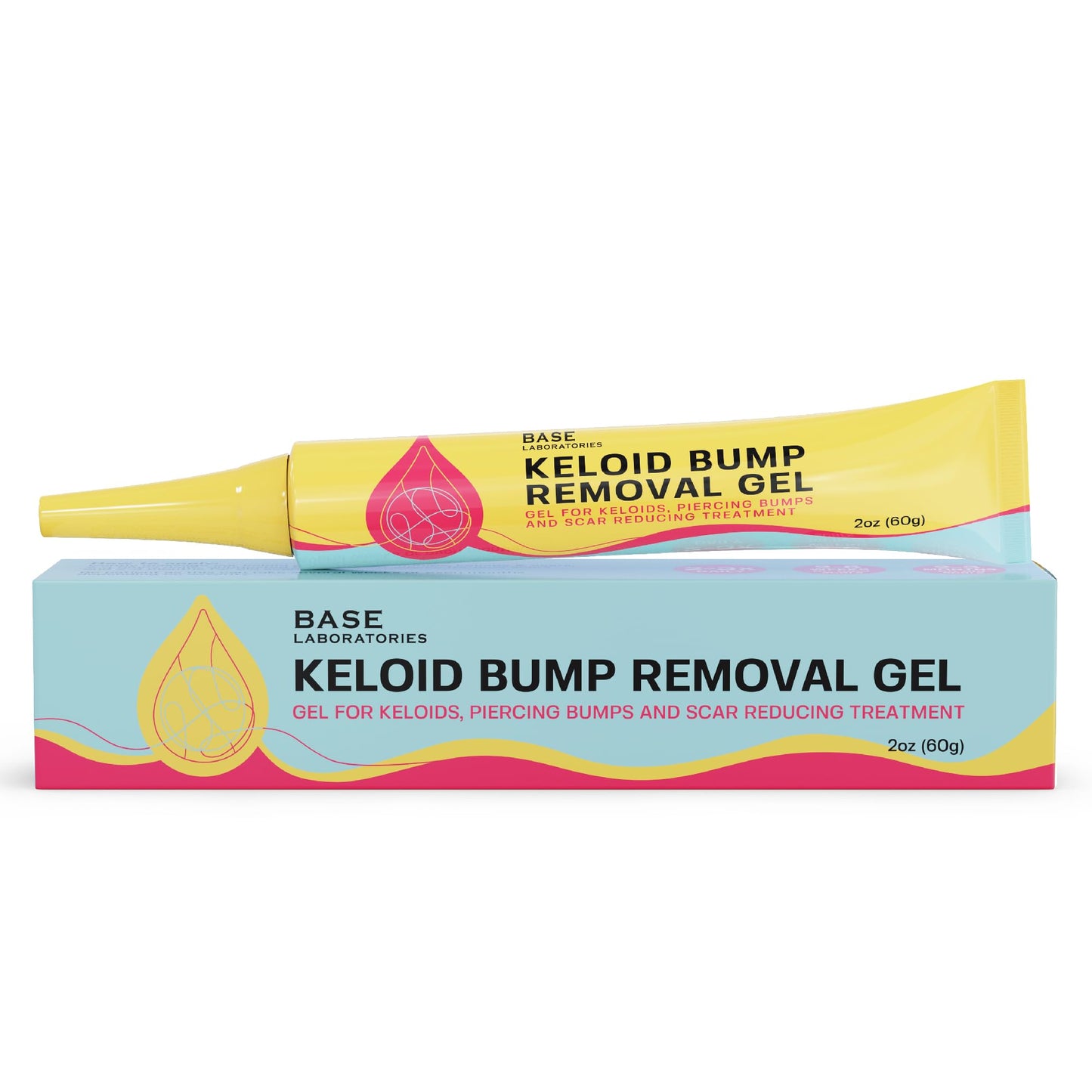 BASE LABORATORIES Keloid Bump Removal Gel | Natural Piercing Bump Treatment & Keloid Scar Gel | Keloid Scar Removal for all Scars, Keloids & Piercing Bumps | Soothing Piercing Aftercare | 2 oz