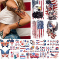 4th of July Tattoos Half Arm Independence Day Fake Tattoo Face Tattoos American Flag Temporary Tattoos for Men Women Kids Party Favor,Half Arm Tattoo