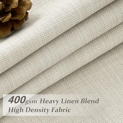 Cream Pinch Pleated Linen Blackout Curtains Set - 2 Panels 40x92 Inches with Hooks, Noise Reducing, Elegant Bedroom & Living Room Window Treatment - Ivory Beige Variation of THIS listing