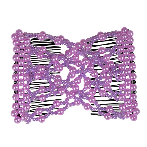 Stretch Beaded Hair Combs Set - Assorted Colors and Designs, 10 Pcs