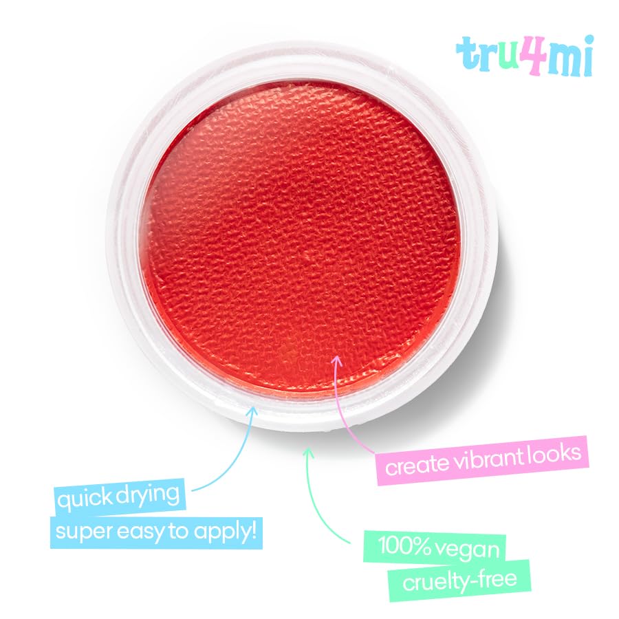 -Water Activated Eyeliner -Wet Liner Makeup - Smudge Proof Face Body Paint - Skin Safe & Child Friendly - “TruLuv” Red -10g/container