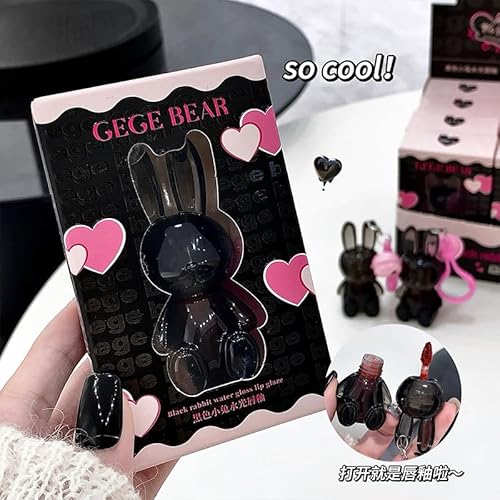 Petansy Cute Rabbit Jelly Lip Gloss Moisturizing Hydrating Non-Stick Cup Lip Glaze Set Plumping Lip Gloss Mirror Liquid Lipsticks Lip Tint Gloss Balm Makeup Lip Kit