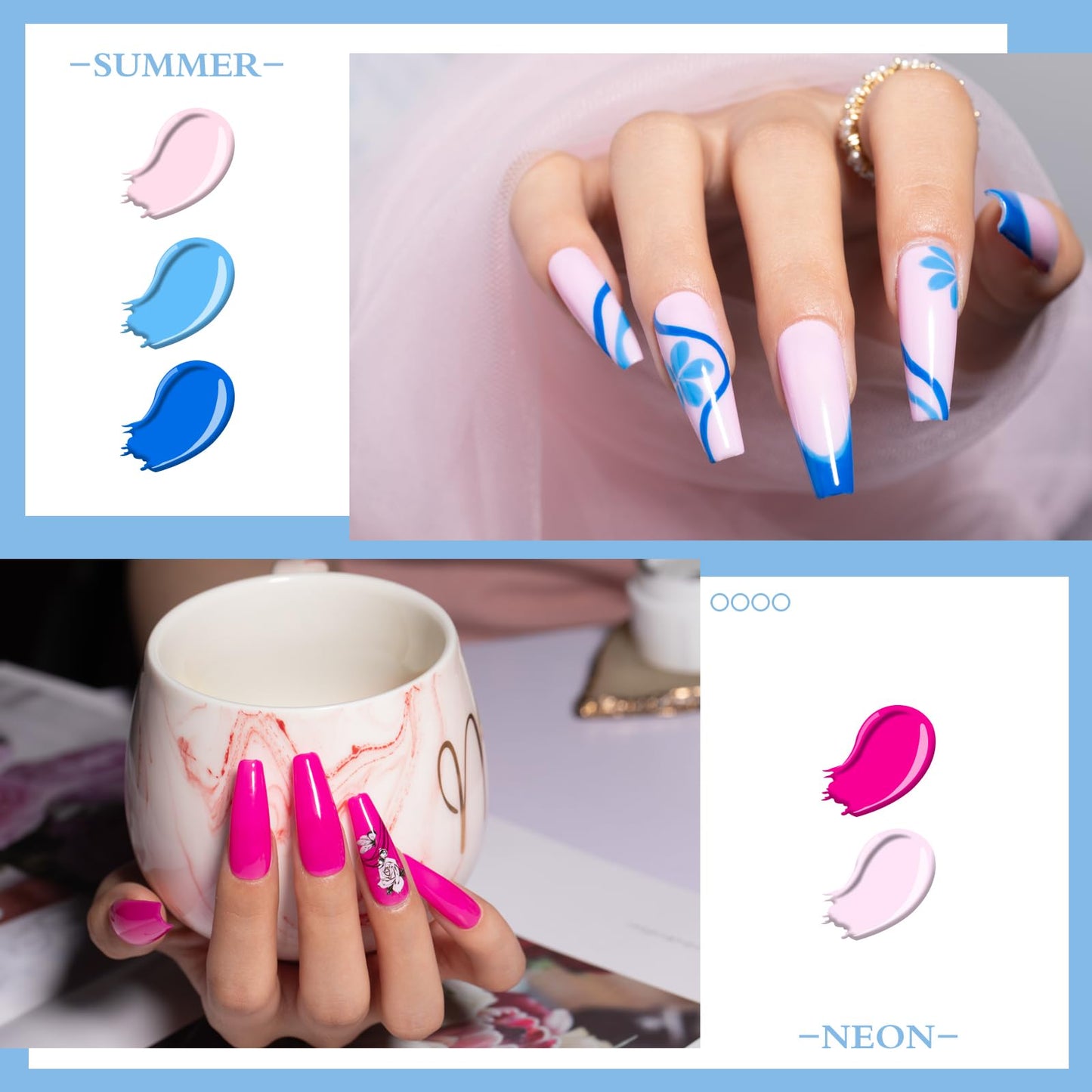 NICYVFV 38 PCS Gel Nail Set, 32 Colors Gel Polish Set Neon Pastel Shades, with Gold Silver Glitter and Glossy Matte Top Coat, Base Coat Builder gel, for Women Gift Kit