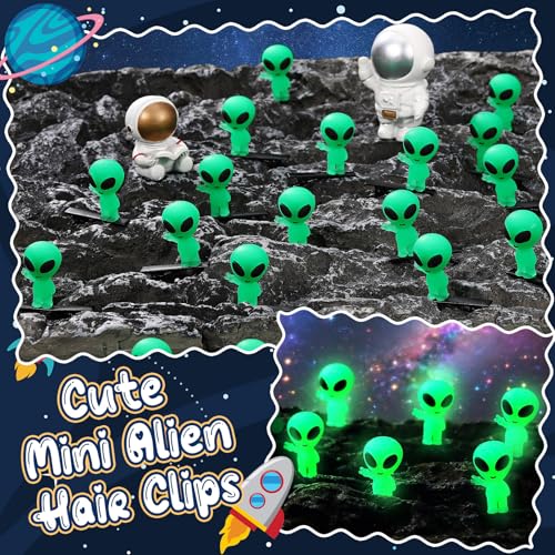 60 Pcs Glow in Dark Alien Hair Clips Green Cute Cosplay Accessories