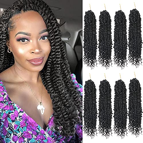 Pre-Twisted Passion Twist Crochet Hair 14 Inch - 1B - Pack of 8