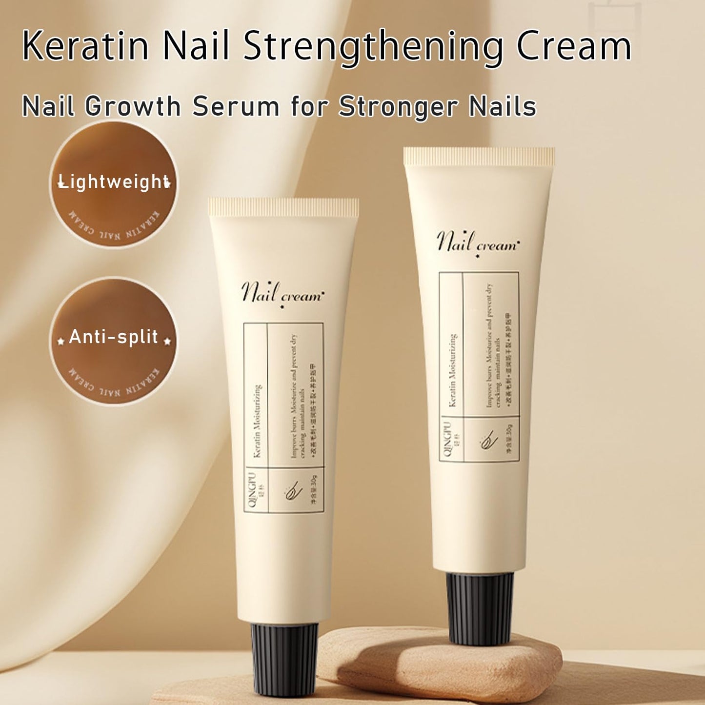 Keratin Nail Strengthening Cream - 1oz Improve for Brittle, Peeling & Weak Nails, Cuticle Care with Biotin & Vitamin E, Fast-Absorbing Nail Growth for Stronger, Healthier Nails