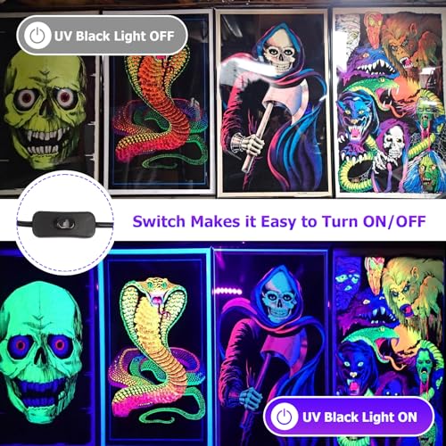 4 Pack 300W UV LED Blacklight - Neon Glow Party Lights, 395-400nm