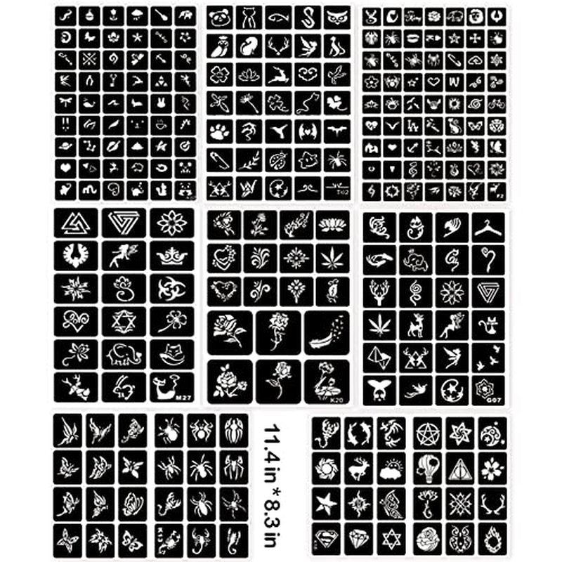 24 Sheets Henna Tattoo Stencils, 276+pcs Temporary Tattoo for Women Reusable Face Body Paint DIY Art Glitter Airbrush Tattoo Stencils Pack