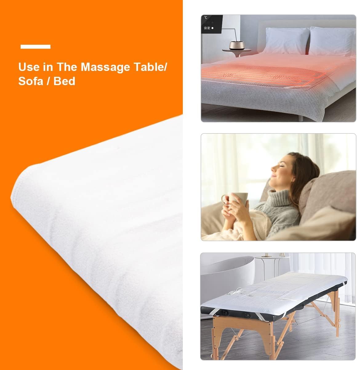 HOMGX Massage Table Warmer, Electric Heated Mattress Pad Bed Warmer w/Overheat Protection & 3 Heat Settings, Machine Washable Spa Table Heating Pad for Home and Office