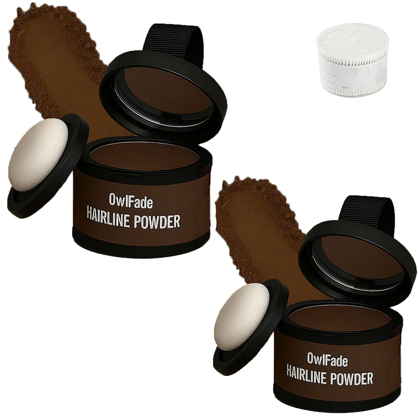 Owlfade - Precision Hairline Powder, Jolly Owls Hairline Shadow Powder, Owl Fade Natural hair Root Touch Up powder, Long-Lasting & Waterproof for Women Men (2PC-Dark Brown, 1)