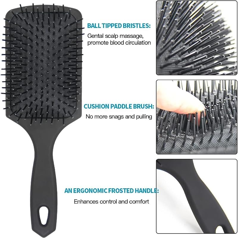 Black Curly Hair Brush Set for Women - Detangling & Styling Tools