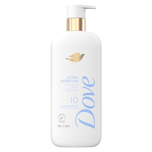 Dove Body Wash Bundle with Deep Moisture 30.6oz and Fragrance Free Ultra Sensitive 18.5oz