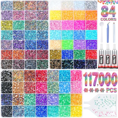 84-Color Rhinestone Bedazzling Kit with Glue for Crafts & DIY Jewelry