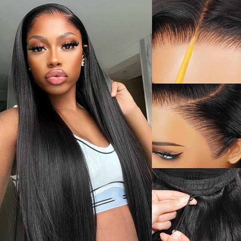 Natural Color 18in Glueless 13x6 Lace Frontal Wig, 180% Density, Pre-Plucked, With Drawstring - Miniask