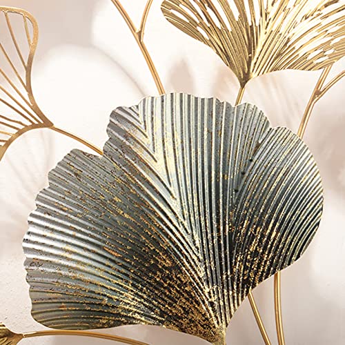 Golden Ginkgo Leaf Metal Wall Decor 43.3L x 26.4W Handmade Art Sculpture - Gold, 2 Pack