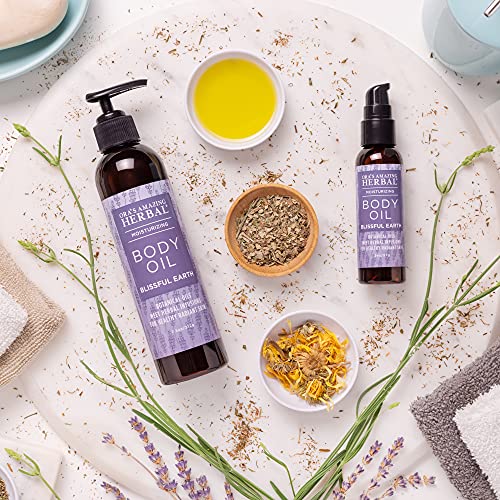 Ora's Amazing Herbal Blissful Earth Lavender Body Oil 7.5 oz - Moisturizing, Relaxing Massage & Bath Oil for Women & Men