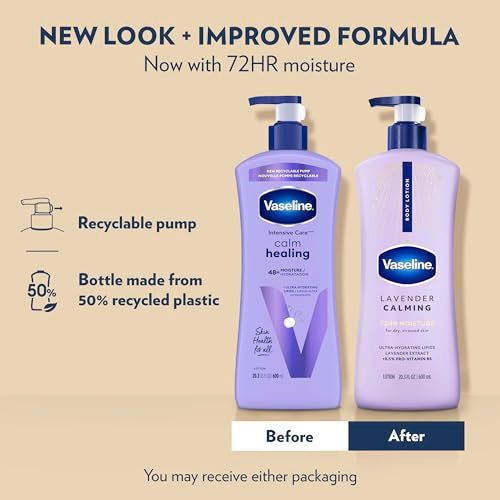 Vaseline Intensive Care Calm Healing Body Lotion 20.3 oz Pack of 3 for Dry Skin