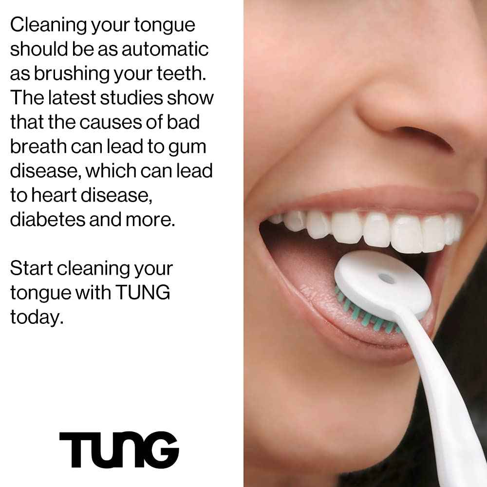 Tung Tongue Cleaning Kit, Tung Brush and Gel, Bad Breath Odor Eliminator, Halitosis Defense, USA Made (Set of 2)