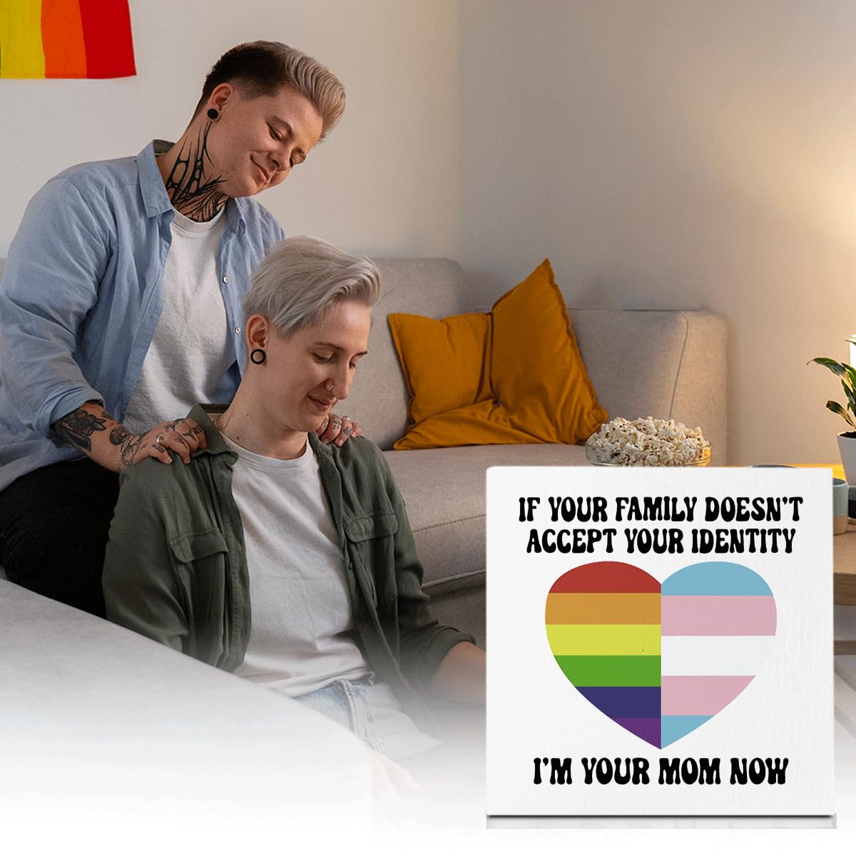 Gay Pride Party Decorations Gay Pride Gifts for Women Lesbian LGBT LGBTQ Coming Out Gifts Idea Rainbow Decor for Prides Month 5 x 5 inches