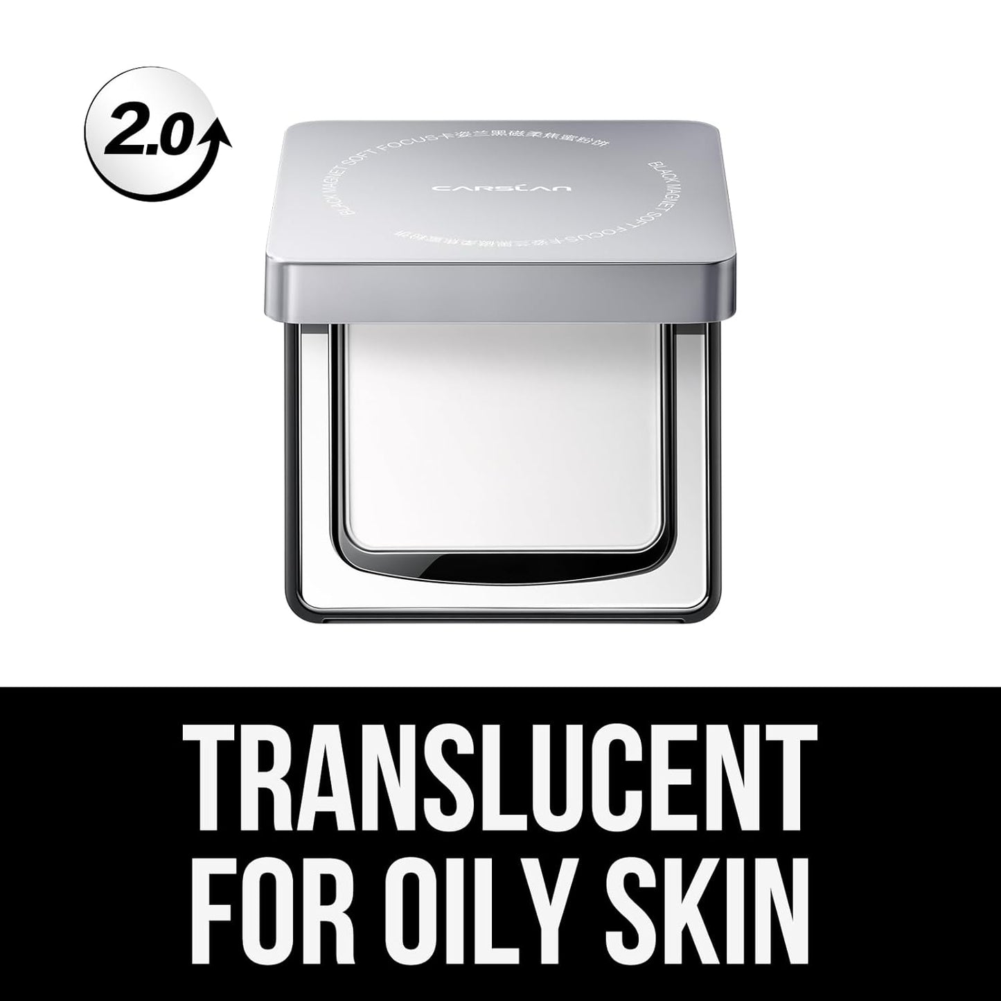 CARSLAN 2.0 Waterproof Translucent Setting Powder - Long-Lasting Oil Control Compact Makeup for Oily Skin, 0.28oz