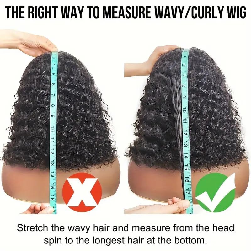 Pinketer 12 Inch Deep Wave Glueless Human Hair Bob Wig - Pre Plucked & Pre Cut, Pinketer Glueless Bob Wig