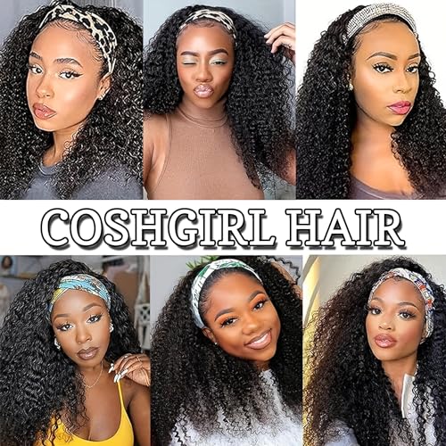 Coshgirl KC Natural Color 20 Inch Kinky Curly Headband Wig 150% Density Human Hair