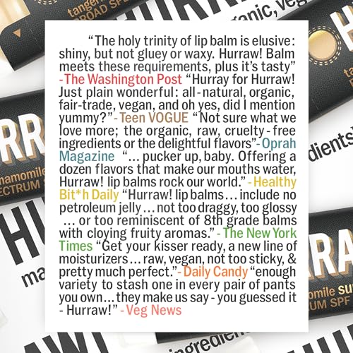 Hurraw! Lip Balm Bundle - Staff Favorites 4-Pack with Chocolate Mint, Watermelon, Vanilla Bean & SPF 15 - Organic Vegan Lip Care