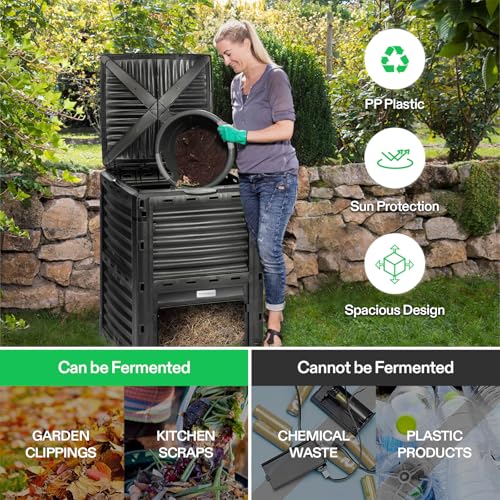 VIVOSUN 80 Gallon Outdoor Compost Bin - Large Capacity Easy Assembly 300L