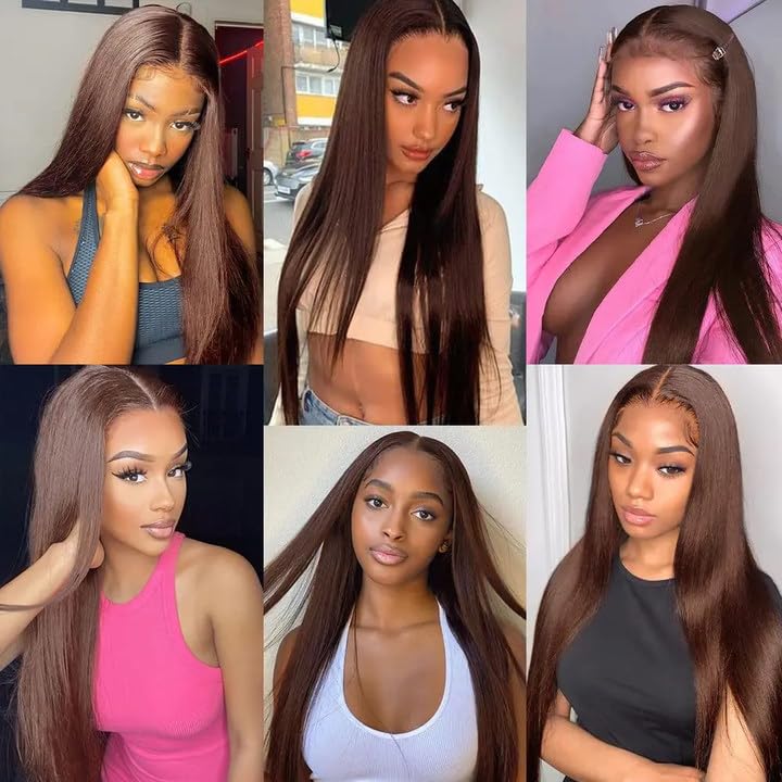 NecvDcvs #4-S Brown Human Hair Bundles 20-24 Inch Straight Virgin Brazilian Extensions