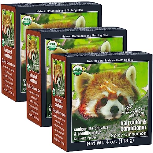 Organic Henna Hair Dye & Conditioner - Spicy Cinnamon Semi-Permanent Color, Chemical-Free, 4 Oz Pack of 3