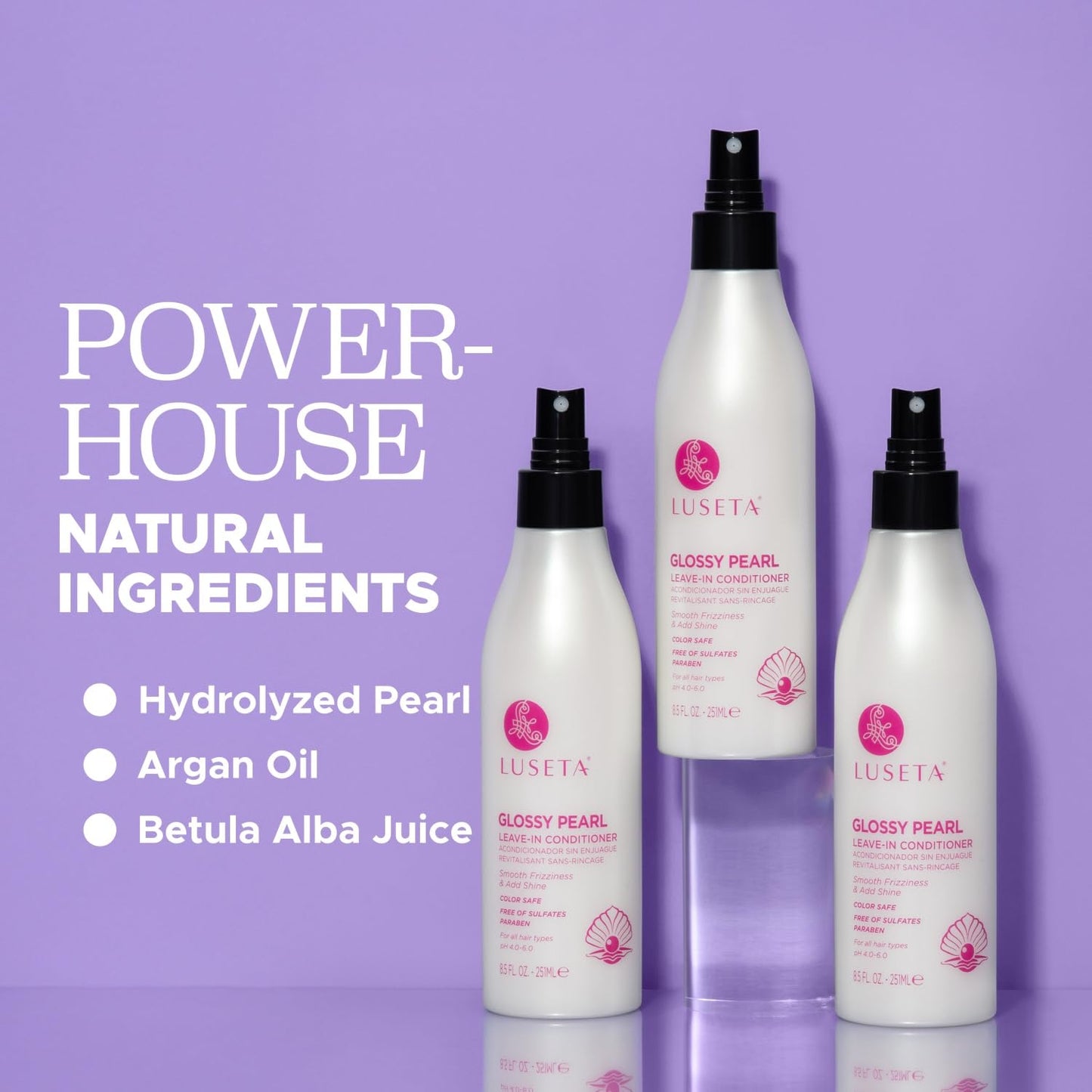 Luseta Glossy Pearl Leave in Conditioner Moisturize and Hydrate Hair Add Shine Repair Damaged Hair Reducing Dryness Sulfate Free for Women and Men 8.5oz