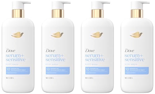 Dove Ultra Sensitive Serum Body Wash Pack of 4 18.5 Fl Oz - Gentle Hydrating Cleansing for Sensitive Skin